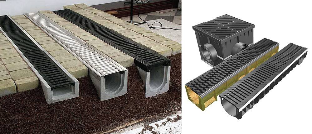 Лотки для ливневой канализации: бетонные лотки с решетками для водоотвода, водосборный и водоприемный лоток, водосточные пластиковые